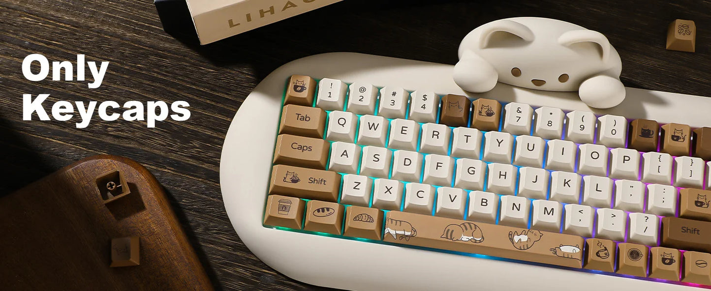 Coffee and Cats Keycap Set
