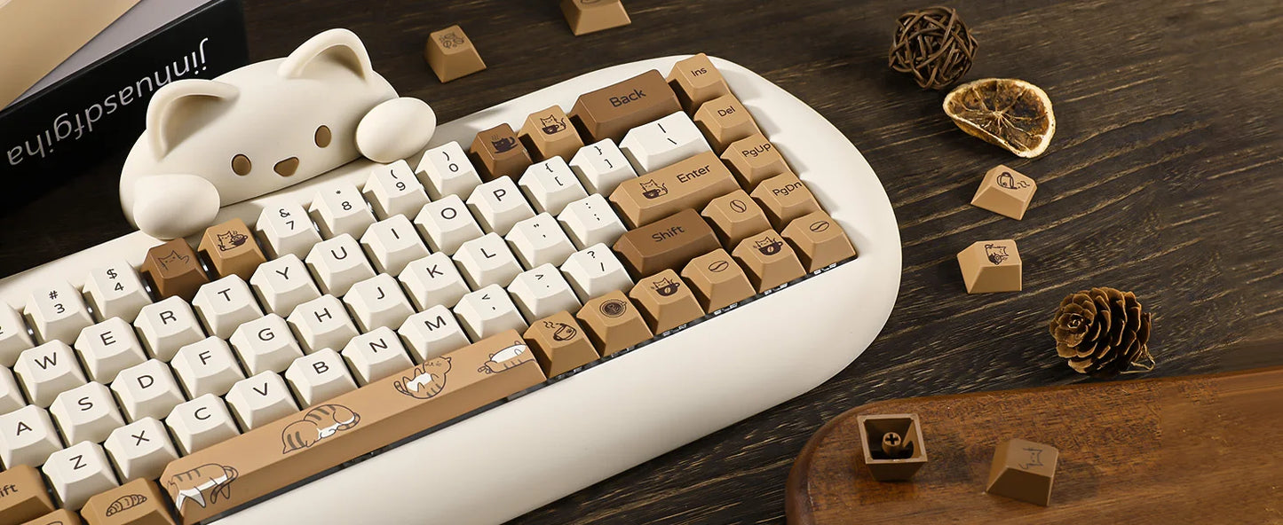 Coffee and Cats Keycap Set