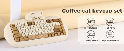 Coffee and Cats Keycap Set